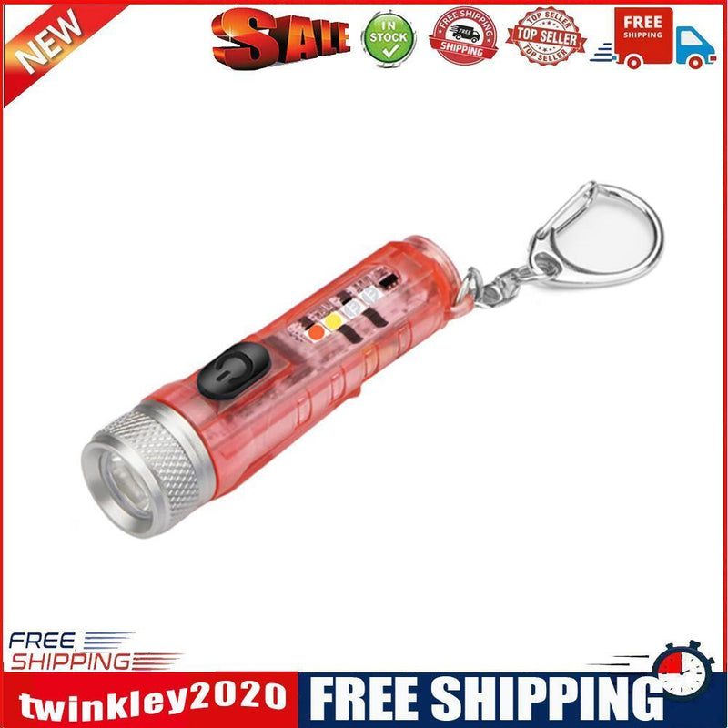 Mini Keychain Torch w/ Buckle USB Rechargeable Emergency Flashlight (Red)