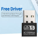 WD-4609AC 1200Mbps Mini USB Wireless WiFi Adapter Dual Band 2.4G 5G High Speed