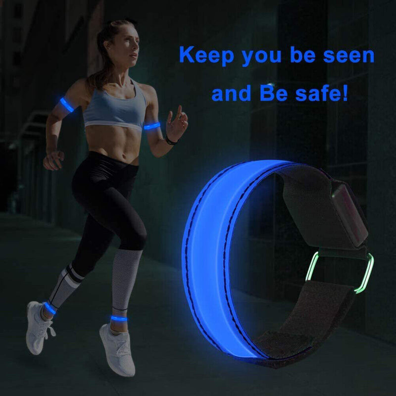 LED Luminous Armband Bracelet Cycling Reflective Warning Wristbands (Blue)