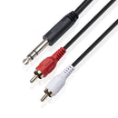 2 RCA to 1/4 6.35mm TRS Stereo Y Splitter Audio Cable Male to Male 1.5m/4.9ft
