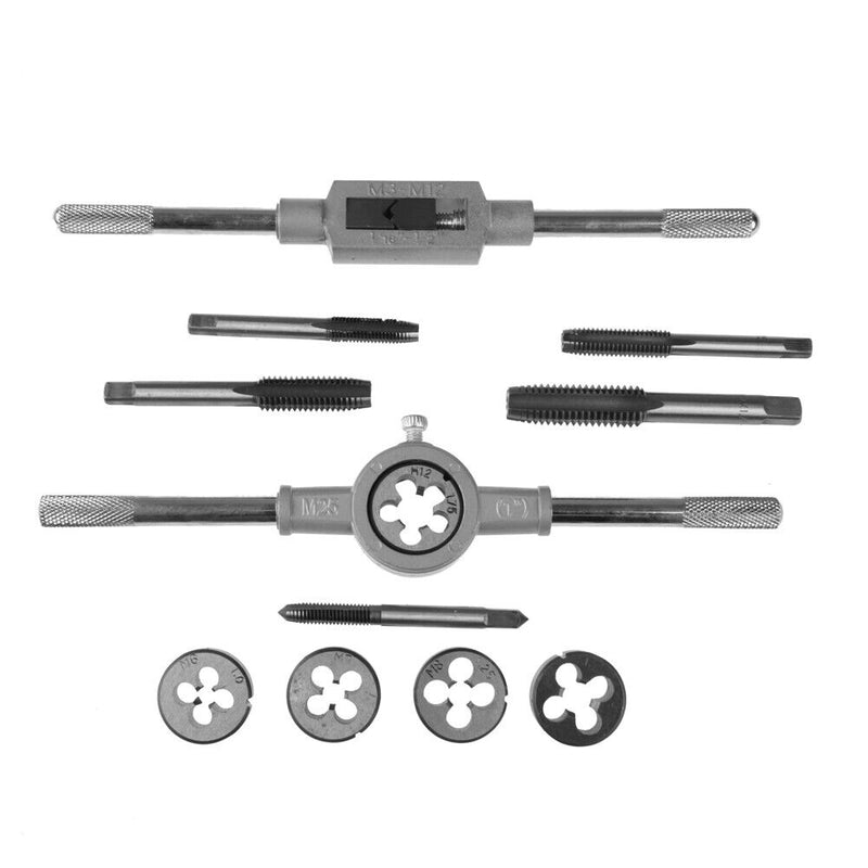 Multi-function Screw Tap Die Set Thread Cutting Tapping Hand Tool (12pcs)
