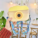 Water Bottle with Straw Camera Shape Cup Adjustable Shoulder Strap (Yellow)