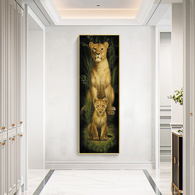 Big Lion Little Lion 5D DIY Diamond Painting Kits Full Square Drill Wall Decor
