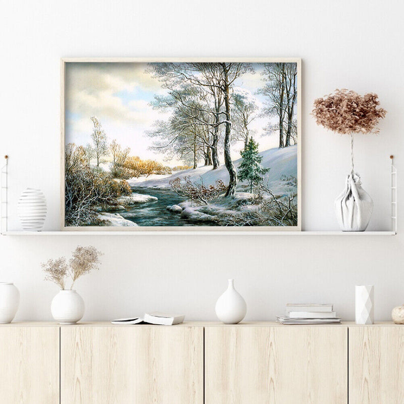 11CT Full Embroidery Kit DIY Glacial Lake Printed Cross Stitch Handicraft Gif