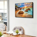 5D Diamond Painting DIY Sunrise beach Full Drill Round Rhinestone Newly