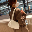 Female Fluffy Fashion Pure Color Shoulder Bag Mini Mobile Phone Underarm Bag