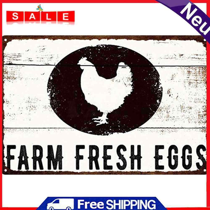 Farm Fresh Eggs Cat Metal Retro Tin Sign Poster Wall Art Home Decor Accessories