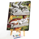 DIY Painting By Numbers Kit Cat and Mouse Coloring Pictures Wall Oil Art De