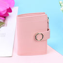 Cute Clutch Women Bifold Purse Solid Color Leather Card Holder (Light Pink)