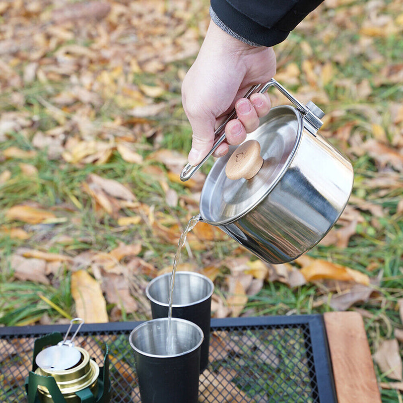 Outdoor Camping Pot Stainless Steel Tea Coffee Cooking Water Kettle Teapot Newly