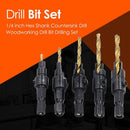 1/4 inch Hex Shank Countersink Drill Woodworking Bit Drilling Set (5pcs)