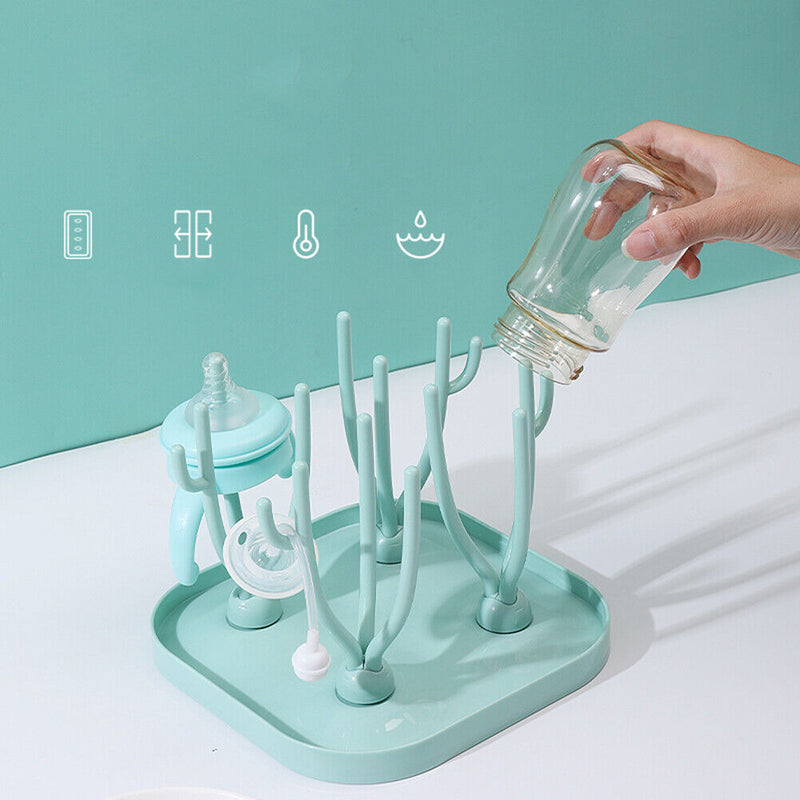 Baby Feeding Bottle Drying Racks Bottle Cleaning Drainer Holder (Green)