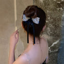 Rhinestone Diamond Headband Bow Ribbon Hair Rope Hair Jewelry Scrunchies