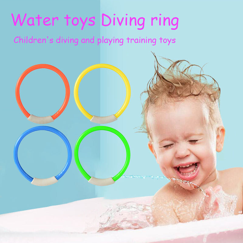 4pcs Pool Throwing Sinking Training Kid Summer Diving Rings Game Play Water Toys