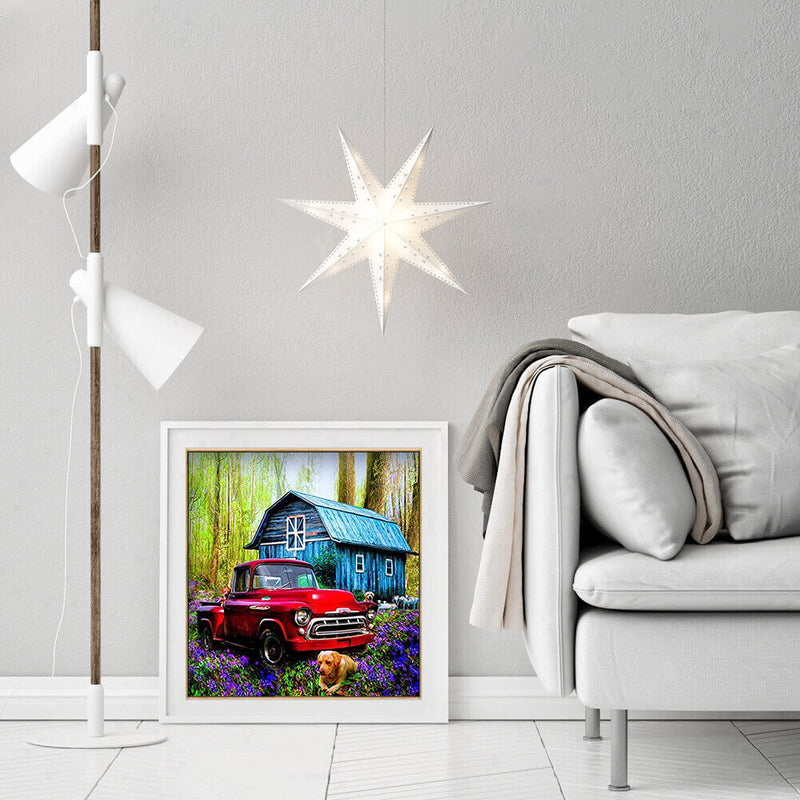 DIY Rhinestone House Car Dog Pictures Full Round Drill Diamond Painting Kit 5D