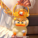 1200ml Cute Duck Drinking Water Bottle Outdoor Sport Straw Water Jug Yellow