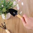 3 Piece Set Mini Garden Shovels and Claw Tool with Wooden Handles Newly