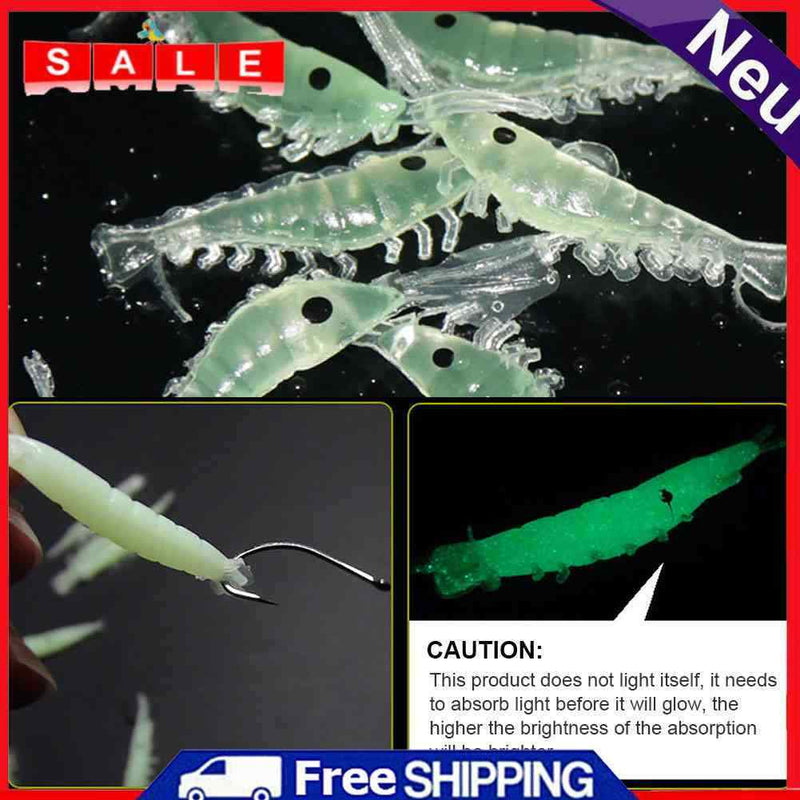 Luminous shrimp soft lure 3 cm fluorescent glow rubber artificial bait wobbler