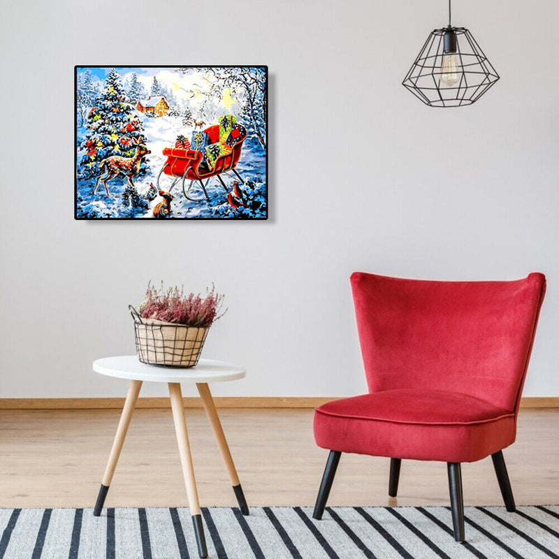 Oil Painting By Numbers Kits Elk in Snow DIY Hand Painted Color Modern Drawing