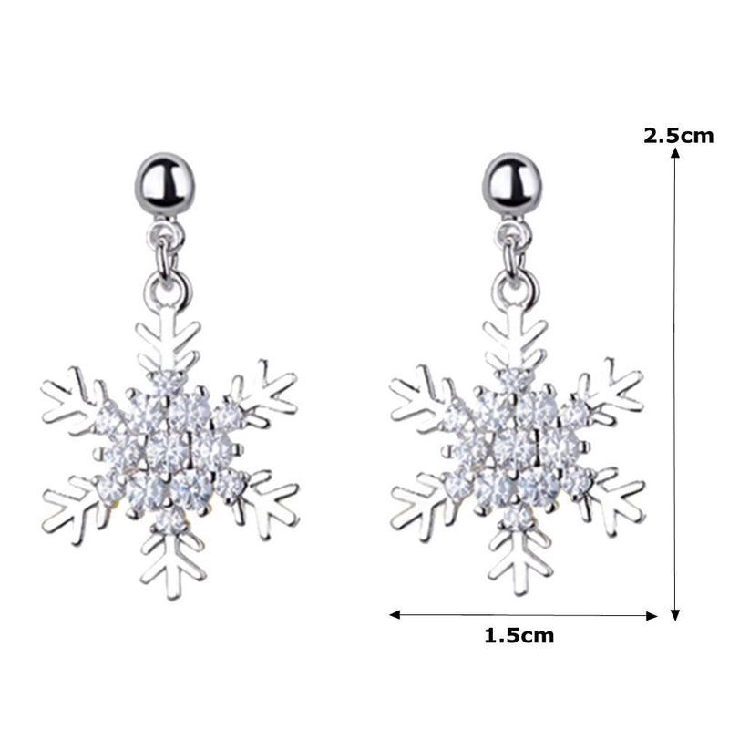 Xmas Gift Diamond Christmas Dangle Drop Rhinestone Zircon Snowflake Earrings