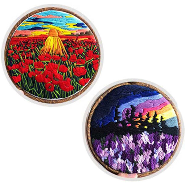 DIY Crafts Needle Punch Cross Stitch Kit Flower Embroidery Embroidery Hoop