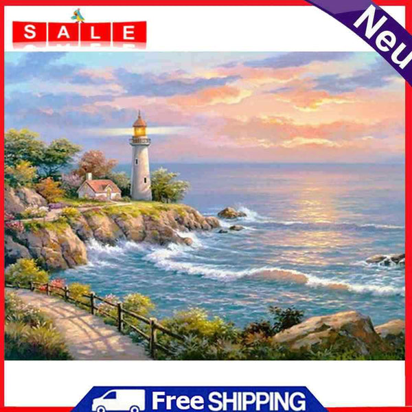 Diamond Painting DIY Round Diamond Seaside Scenery