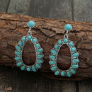 Fashion 5cm Turquoise Earrings Hollow Dangle Design for Women Bohemia Jewelry