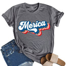 Independence Day Print Merica Letter T-Shirt (Dark Grey XL)