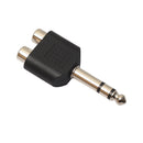2Pcs 6.35mm 1/4" Stereo Plug to 2 RCA Female Jacks Splitter Audio Converter