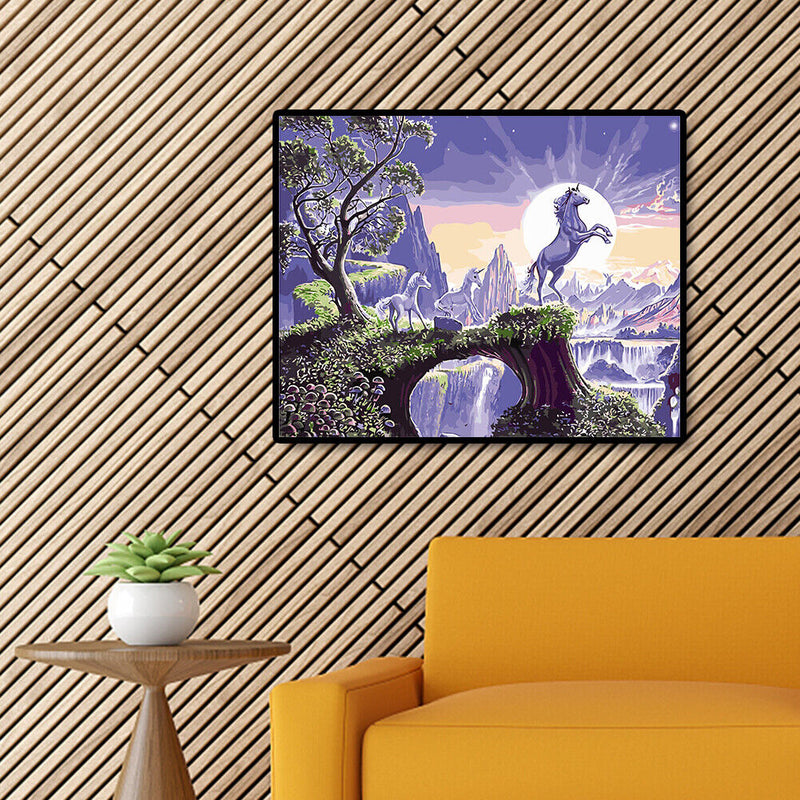 DIY Painting By Numbers Kits Hand Painted Cliff Horse Canvas Wall Arts Crafts