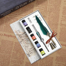 Starry Sky Fountain Dip Pen Set Gradient Feather Ink Pen (Dark Green) Newly