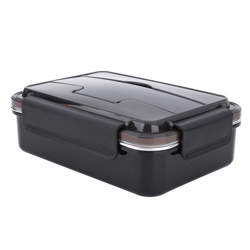 Portable Stainless Steel Bento Lunch Box Leak-Proof Food Container (Black)