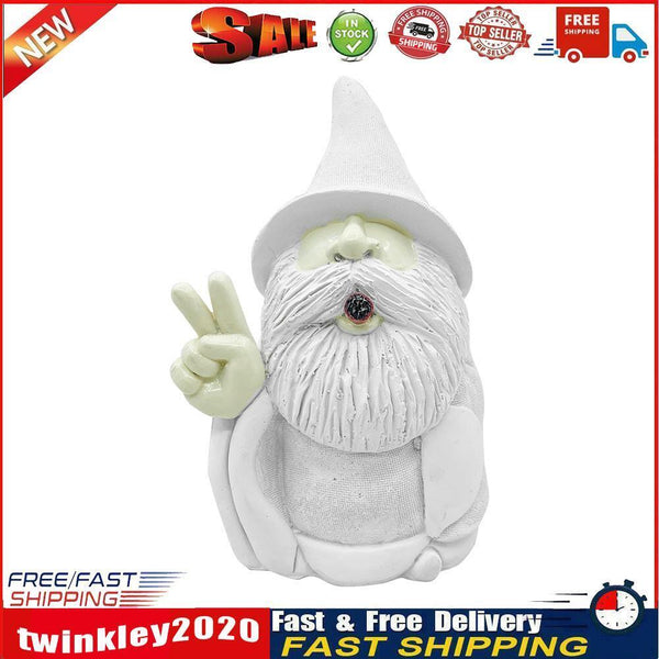 Smoking Gnome Garden Statues Outdoor Dwarf Ornaments Sculpture Decor (B) Newly