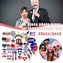 40 Independence Day Photo Booth Props, 4th of July Decorations, US Party D3O1