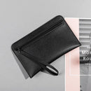 Women Solid Zipper Clutch Wallet Leather Coin Purse Soft Phone Bags (Black)