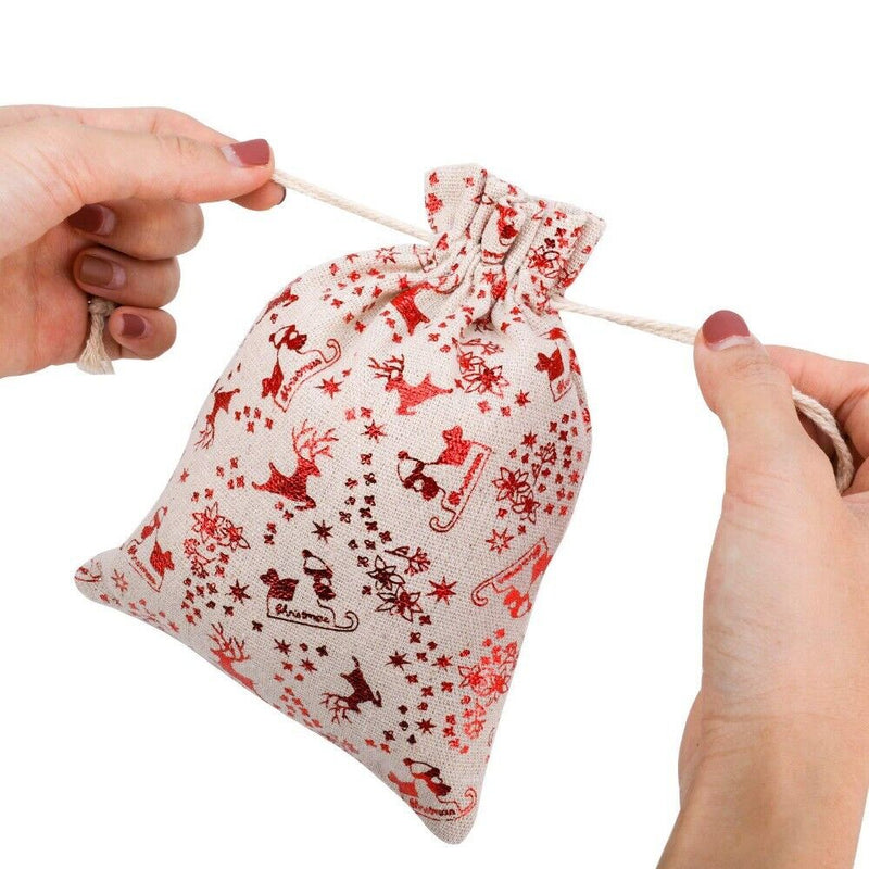 Drawstring Present Bags Santa Sack Christmas Stocking Christmas Gift Bag