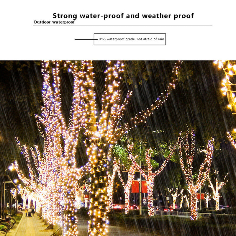 LED Fairy String Light IP65 Outdoor Solar Lamp Garden Decor (22m Warm) Newly