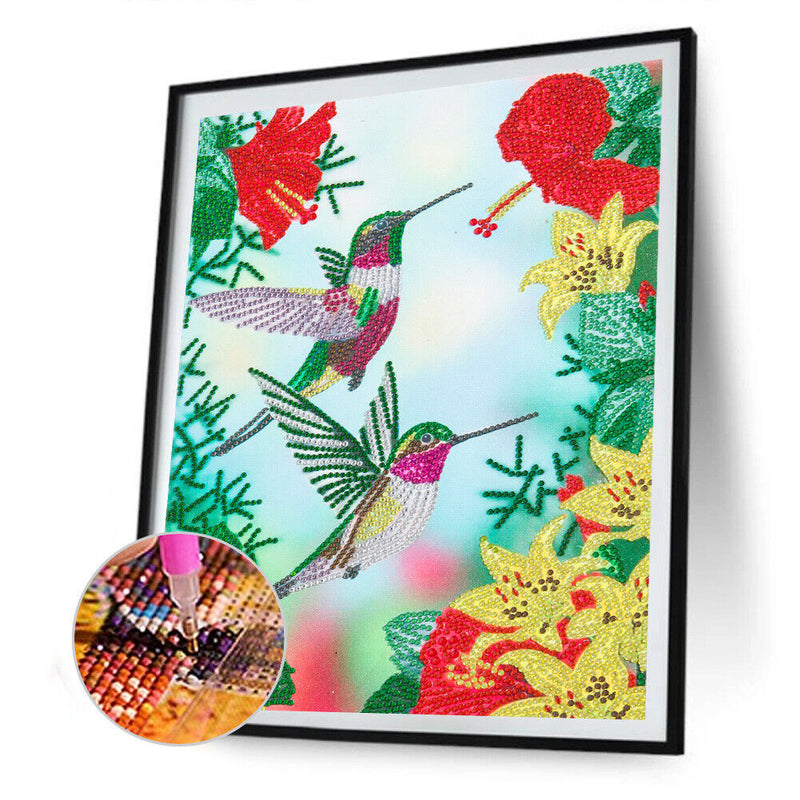 5D Bird Flower Mosaic Diamond Painting Drawing Partial Special Shape Drill Craft