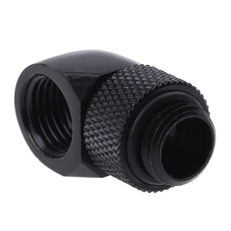 G1/4 Inner Outer Dual Thread 90 Degree Rotary Water Tube Connector(Black) Newly
