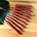 Aluminum Colorful Crochet Hooks DIY Weaving Sweater Wooden Handle Crochet Set