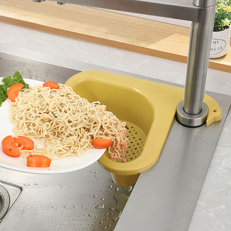 Sink Strainer Colander Drain Basket 2 Sink Drying Shelf Rack & 2 Sponges Newly