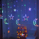 #A 138LED Solar Moon Star Lights 8 Modes Window Curtain Ramadan Home Party Light