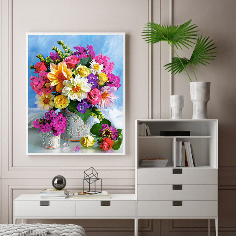5D DIY Diamond Painting Kits Table Flowers Full Round Drill Wall Decor Art Cr