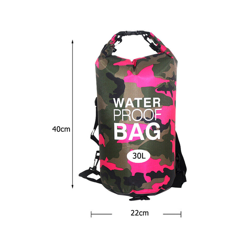 Outdoor Dry Bag Swimming Waterproof Sack for Boating Raft (30L Rose Red) Newly