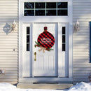 Merry Christmas Decoration Wreath Wood Burlap Welcome Door Sign with Berries