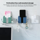 Wall Phone Holder - 5 Pieces Self-Adhesive Wall Mounted Phone Holder with Hooks