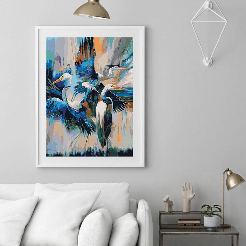 Frameless Oil Painting Picture By Number Crane Hand Painted DIY Home Wall Decor