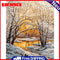 Hand Painted on Canvas DIY Snow Treetops Oil Paint By Numbers Drawing Kit Craft