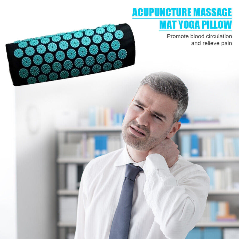 3pcs Lotus Acupressure Yoga Pillow Mat Relieve Pain Spike Cushion (Black) Newly