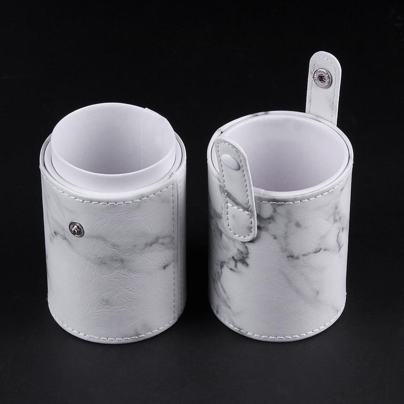 Travel PU Marbling Makeup Brushes Pen Holder Storage Cosmetic Case Box(M)